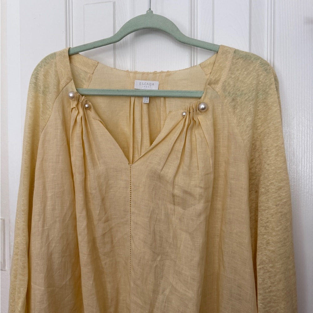 Vintage Escada Sport Yellow Tunic with Pearl Accents